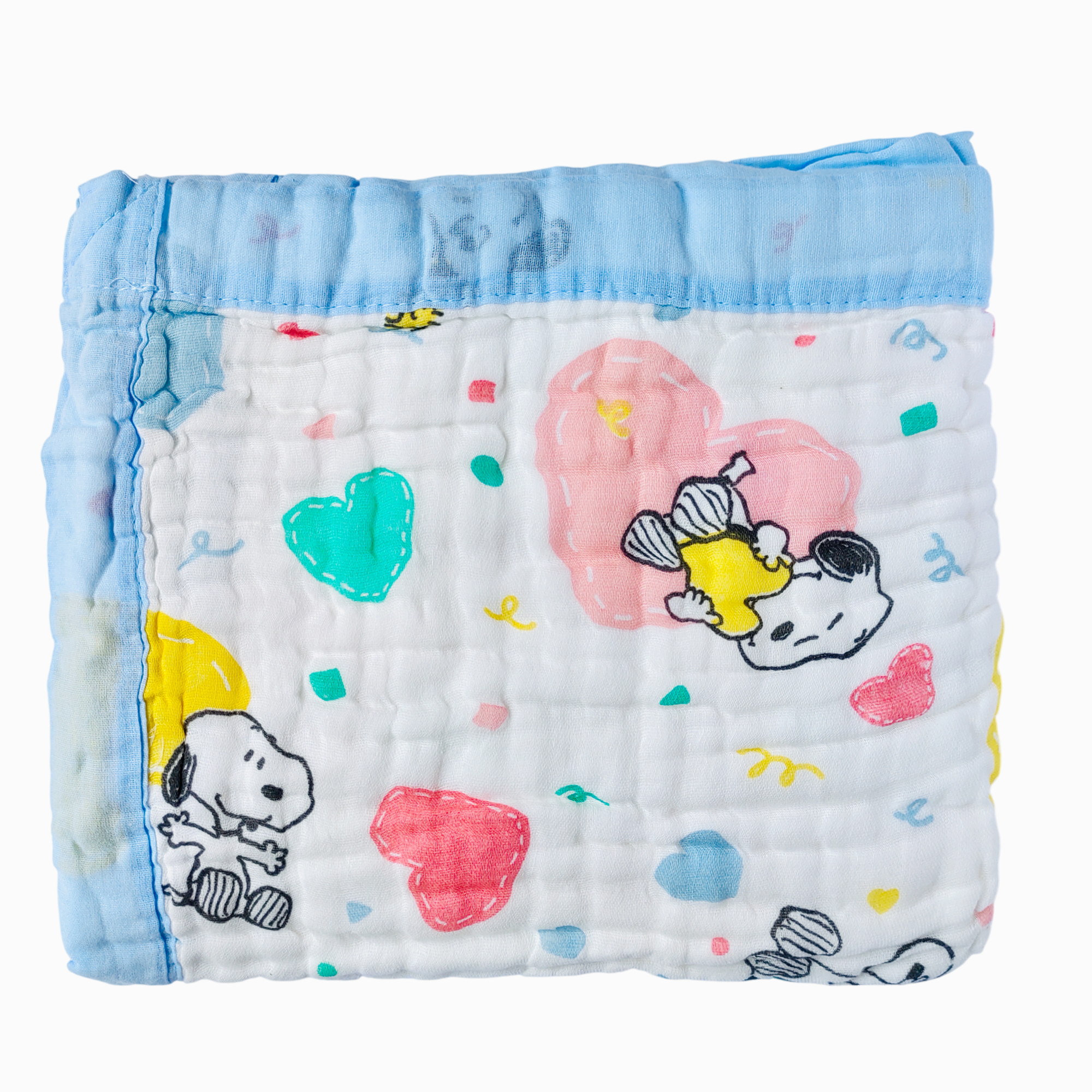 6-Layer Muslin Cotton Baby AC Blanket — Ultra-Soft, Breathable & Lightweight Blanket for Newborn to 6 Years, Stroller Cover & Crib Sheet (White and Baby Blue)