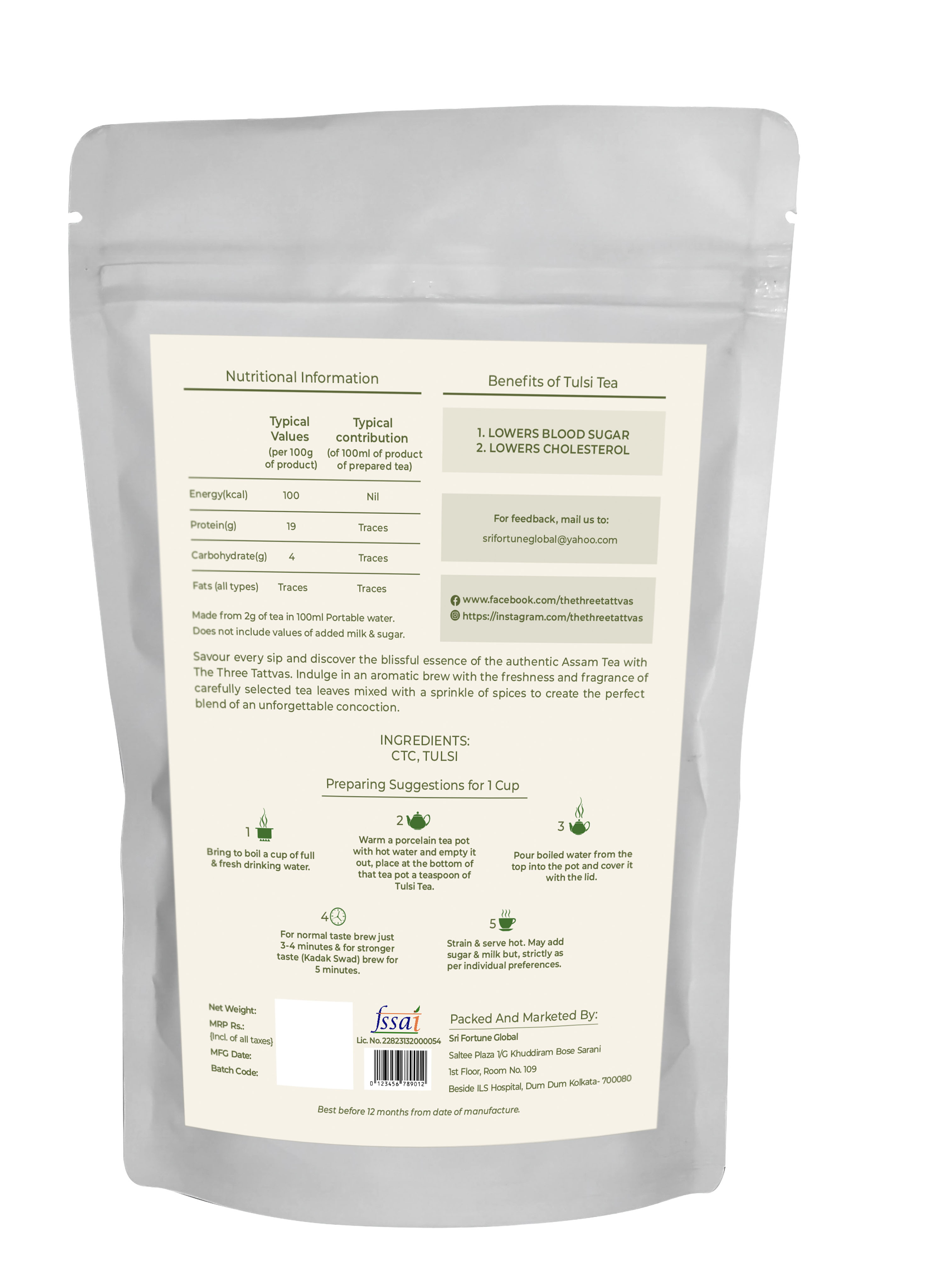 The Three Tattvas Tulsi Tea, 100 gm view 2