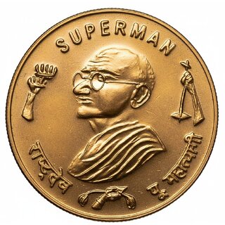 Gandhi is India & Gandhi is Superman Silver Plated Ancient India Coin Collection view 2