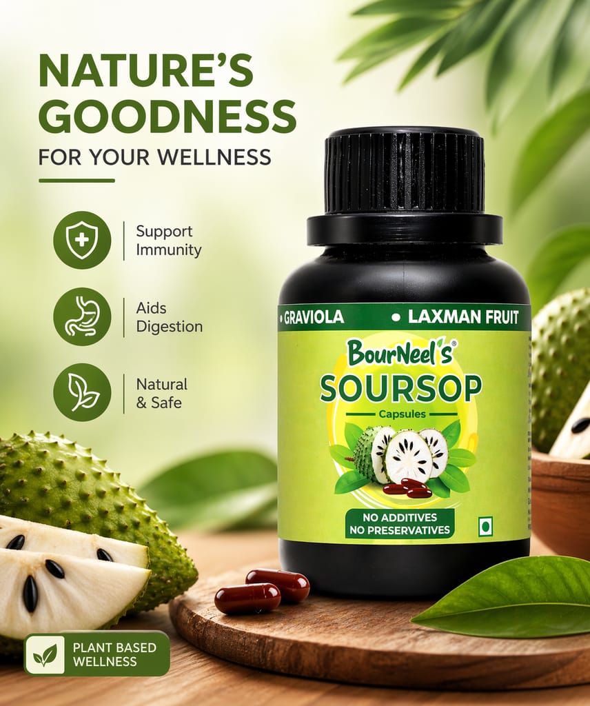 BourNeel's® Soursop Capsules - 60 Capsules | Dietary Health Supplement | No Preservatives | No Additives Soursop Graviola Laxman Phal | view 2