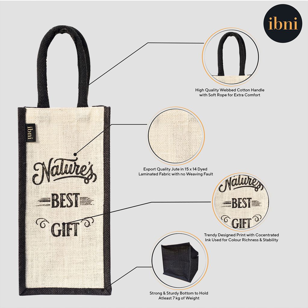 Ibni Premium Jute Water Bottle Bag – Eco-Friendly, Durable, Stylish, and Perfect for Travel, Gym Bag, Jogging Bag, Office Bag. Color Off White view 2