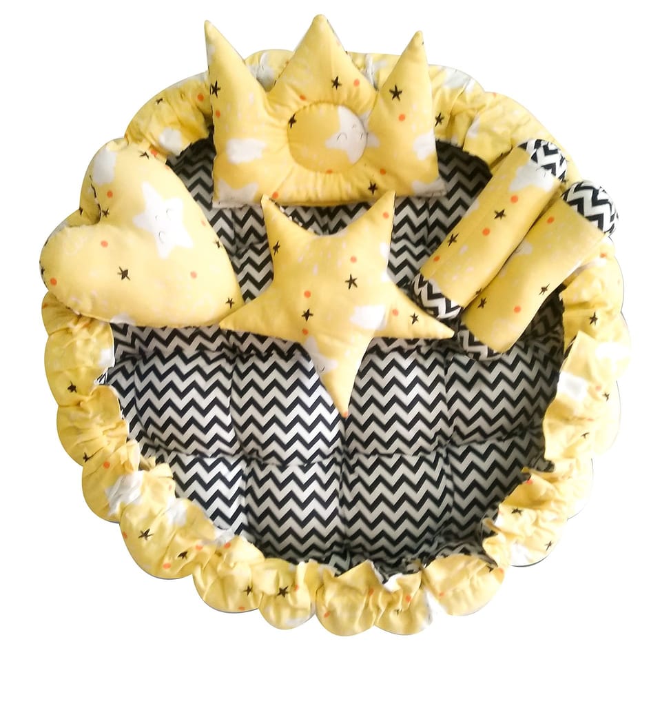 LOREM 5 Pillows & Round Shape Cotton Baby Bed for 0-1 Year BB01-04-11 view 2