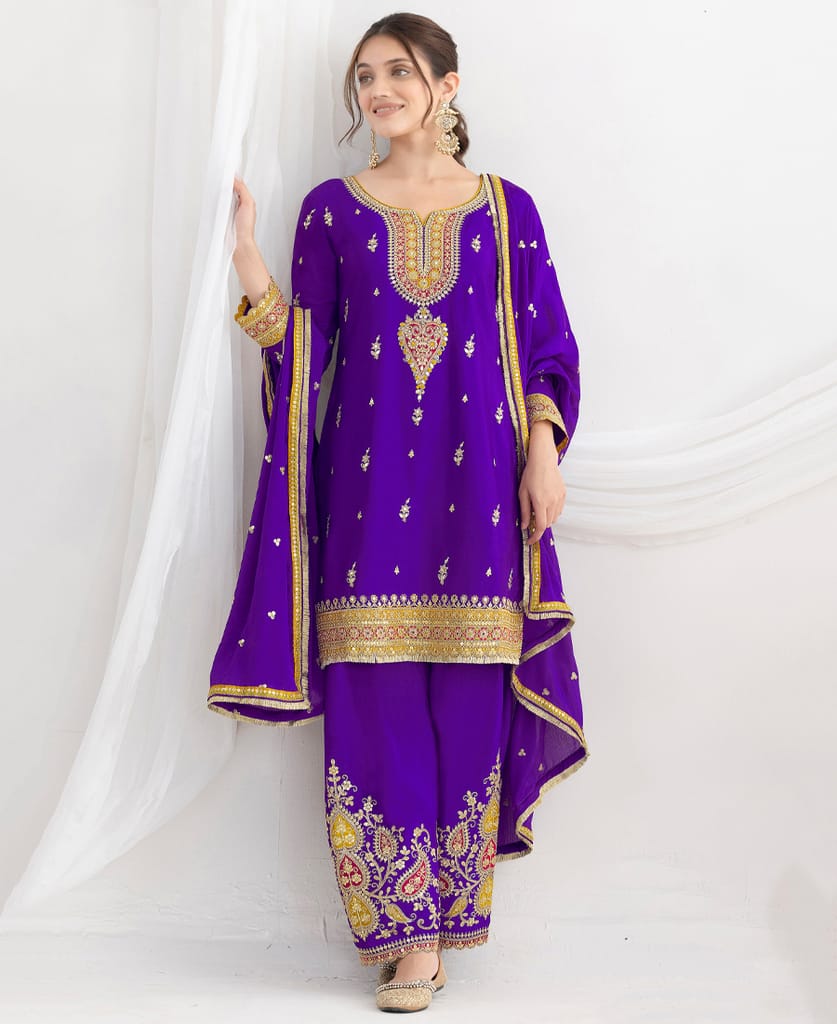 Latest Pink Farshi Suit Set for Women with Contrast Dupatta Ethnic Wear view 2