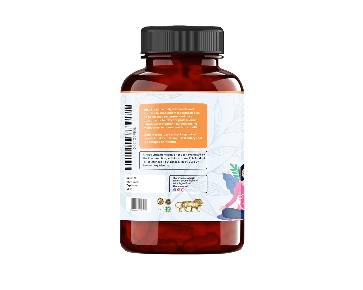Humming Herbs Gut Feel Probiotics Supplements for Gut Health | 25 Billion CFU & 12 Strains | Improves Digestion, Boot Immunity, 60 Capsules view 2