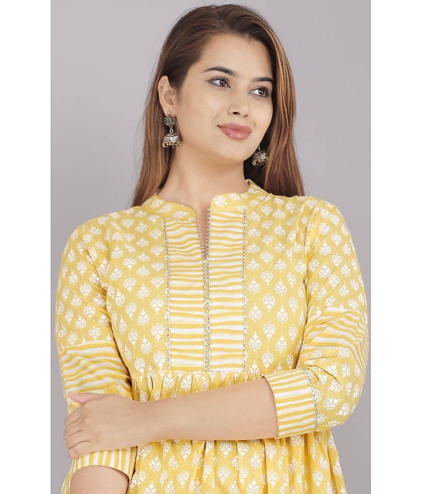 JC4U - Yellow Cotton Women's Frock Style Top ( Pack of 1 ) view 2