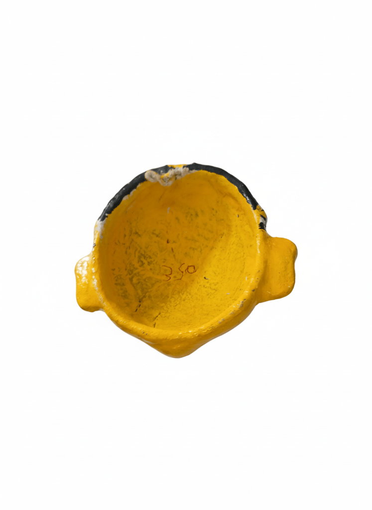 Hand-painted Yellow Folk Art Wall Decor Mask - Indian Cultural Souvenir view 2