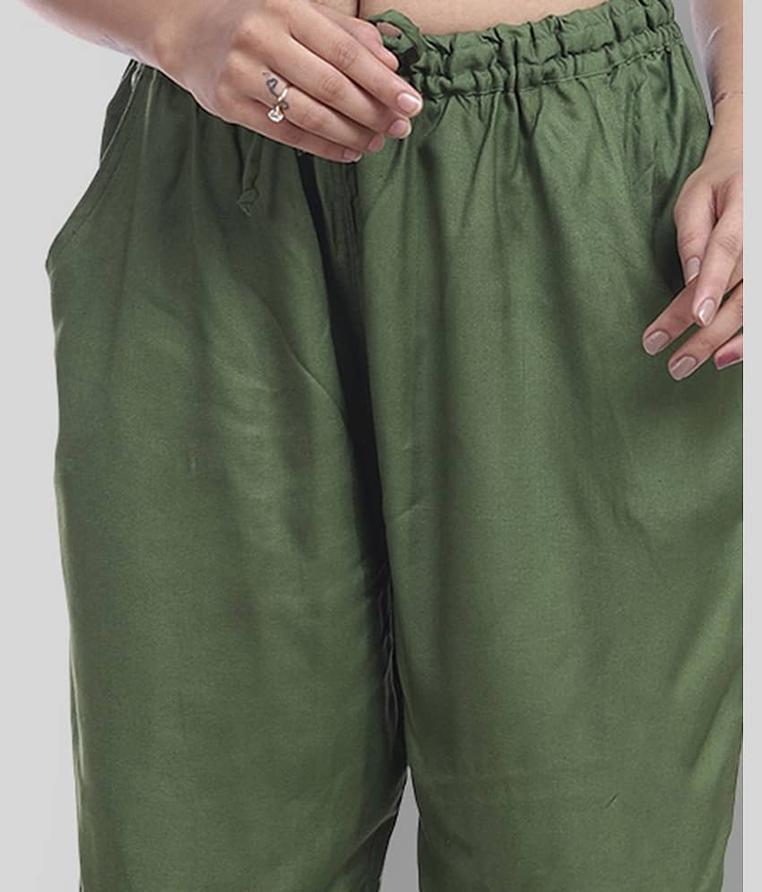 Lee Moda - Green Rayon Flared Fit Women's Casual Pants ( Pack of 1 ) view 2