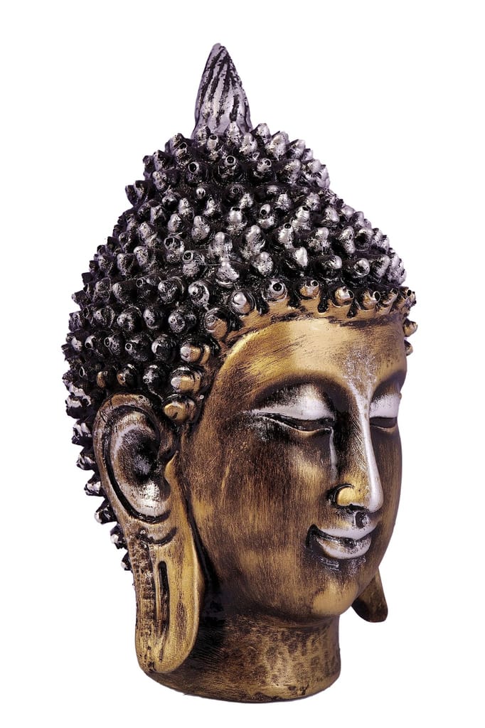 COPPERHOARD Gold Colour Resin Buddha Long Head Statue Showpiece for Home & Office Decor, Gifting Decorative Statue view 2