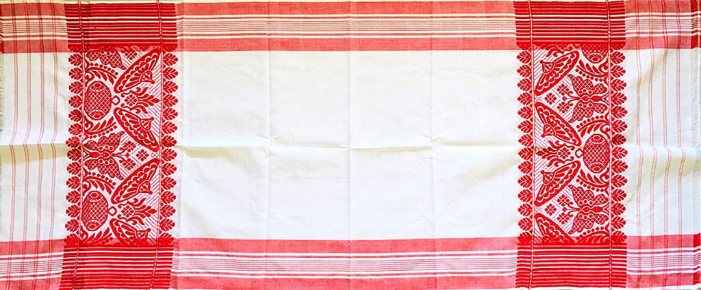 Handmade Traditional Assamese Cotton Phulam Gamucha view 2