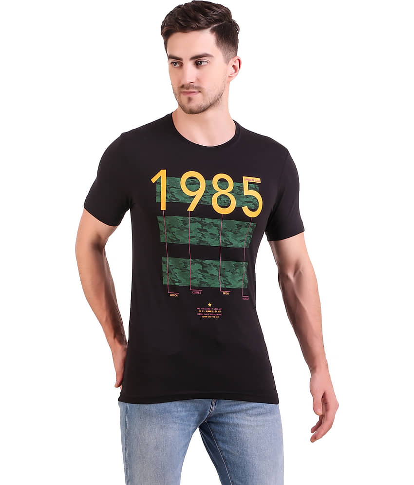 Bravezi Pack of 1 Cotton Blend Slim Fit Men's T-Shirt ( Black ) view 2