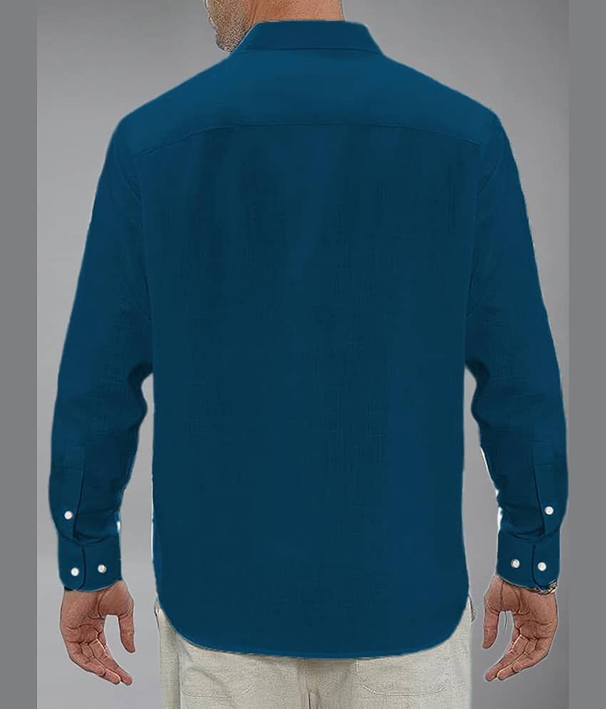 Yugnik Cotton Blend Slim Fit Full Sleeves Men's Formal Shirt - Turquoise ( Pack of 1 ) view 2