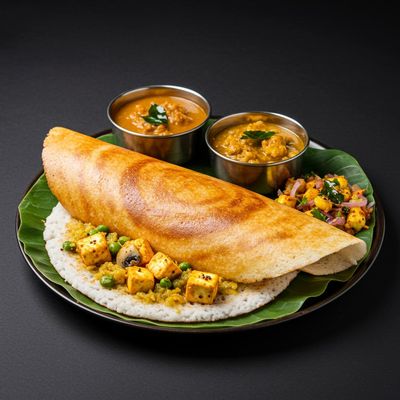 Neer Dosa With Paneer Ghee Roast