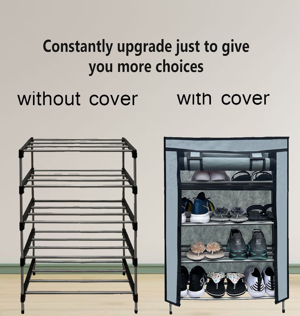 Philoshop 4 Layer Metal Pipe Shoe Rack with Dustproof Cover view 2