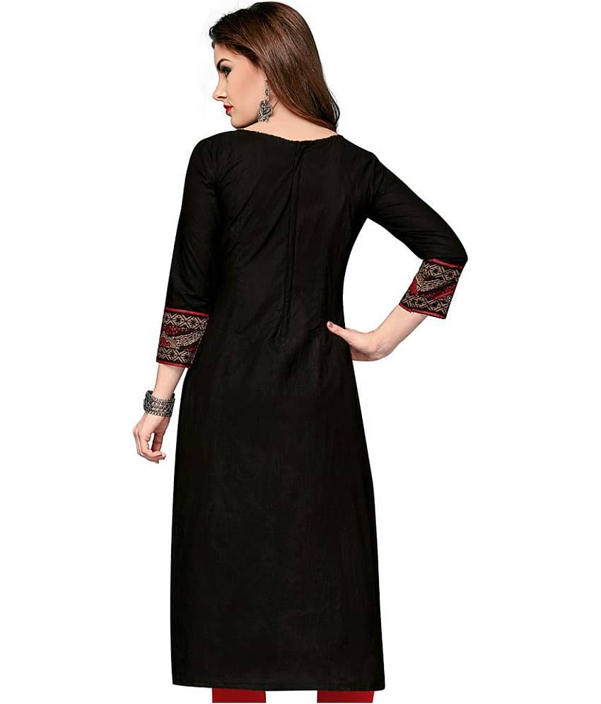 Jevi Prints Black Cotton Straight Kurti view 2