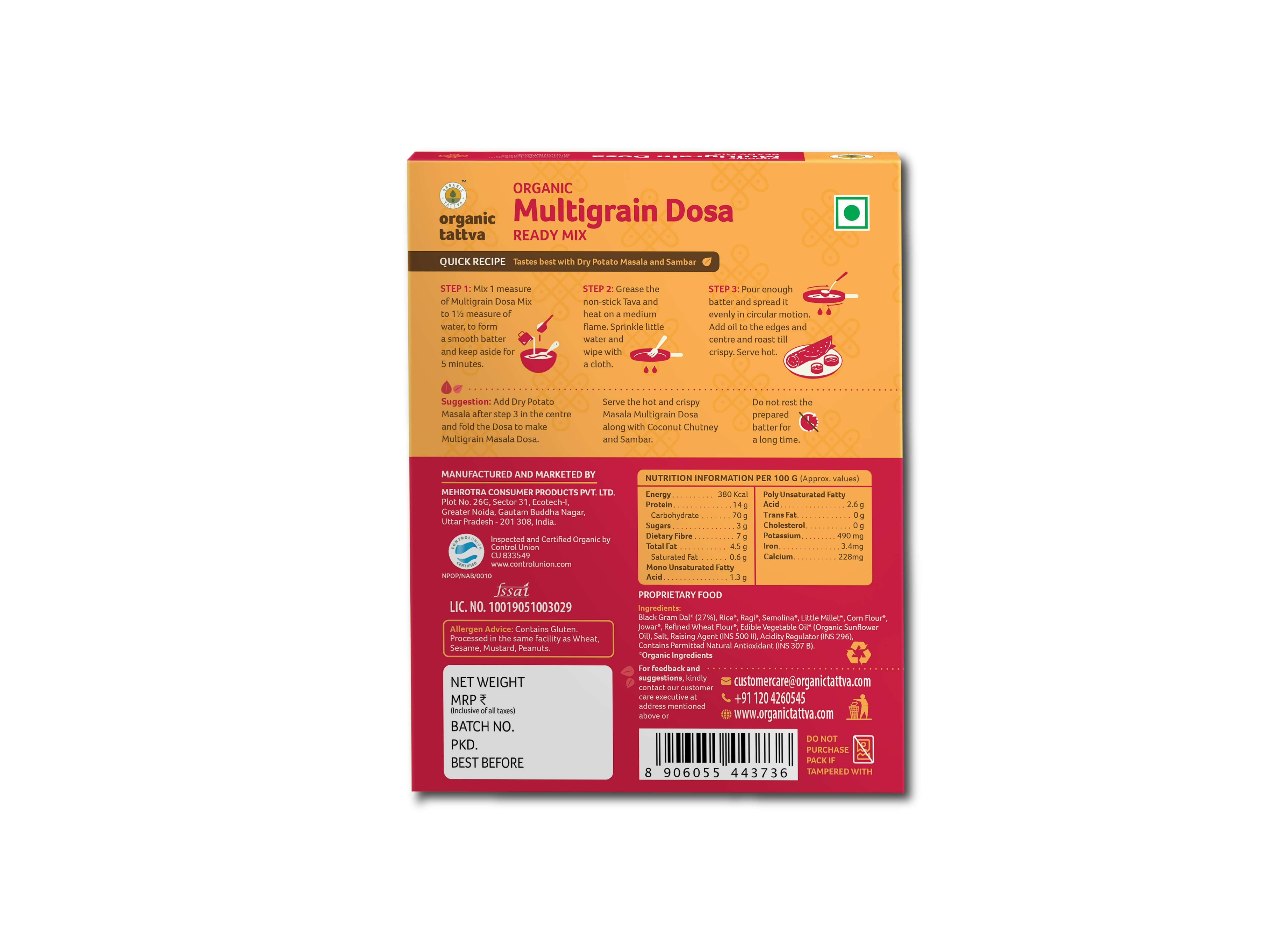 Organic Multigrain Dosa Ready Mix 200g view 2