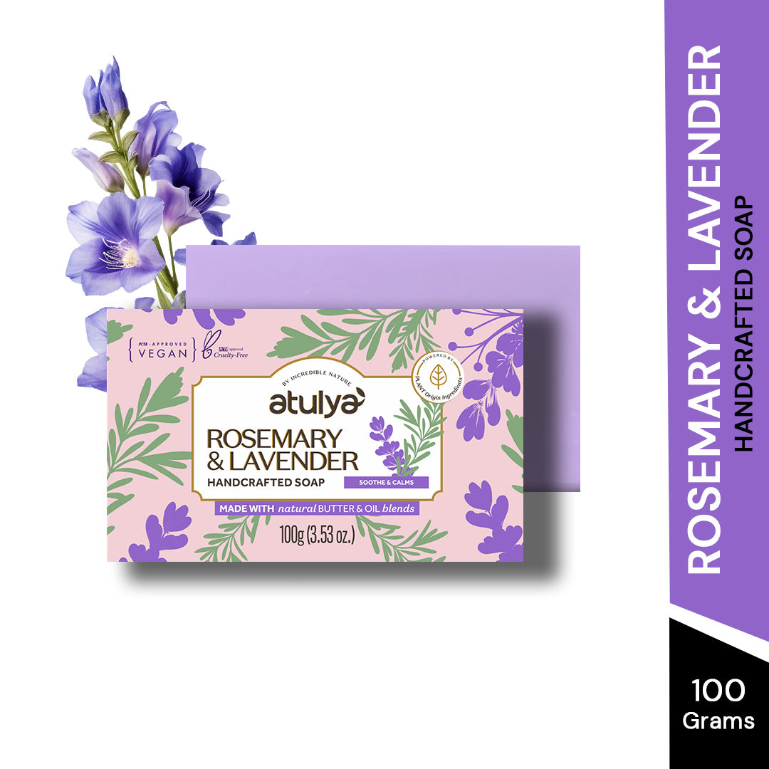 Atulya Rosemary & Lavender Handcrafted Soap for Sensitive Skin- 100gm view 2