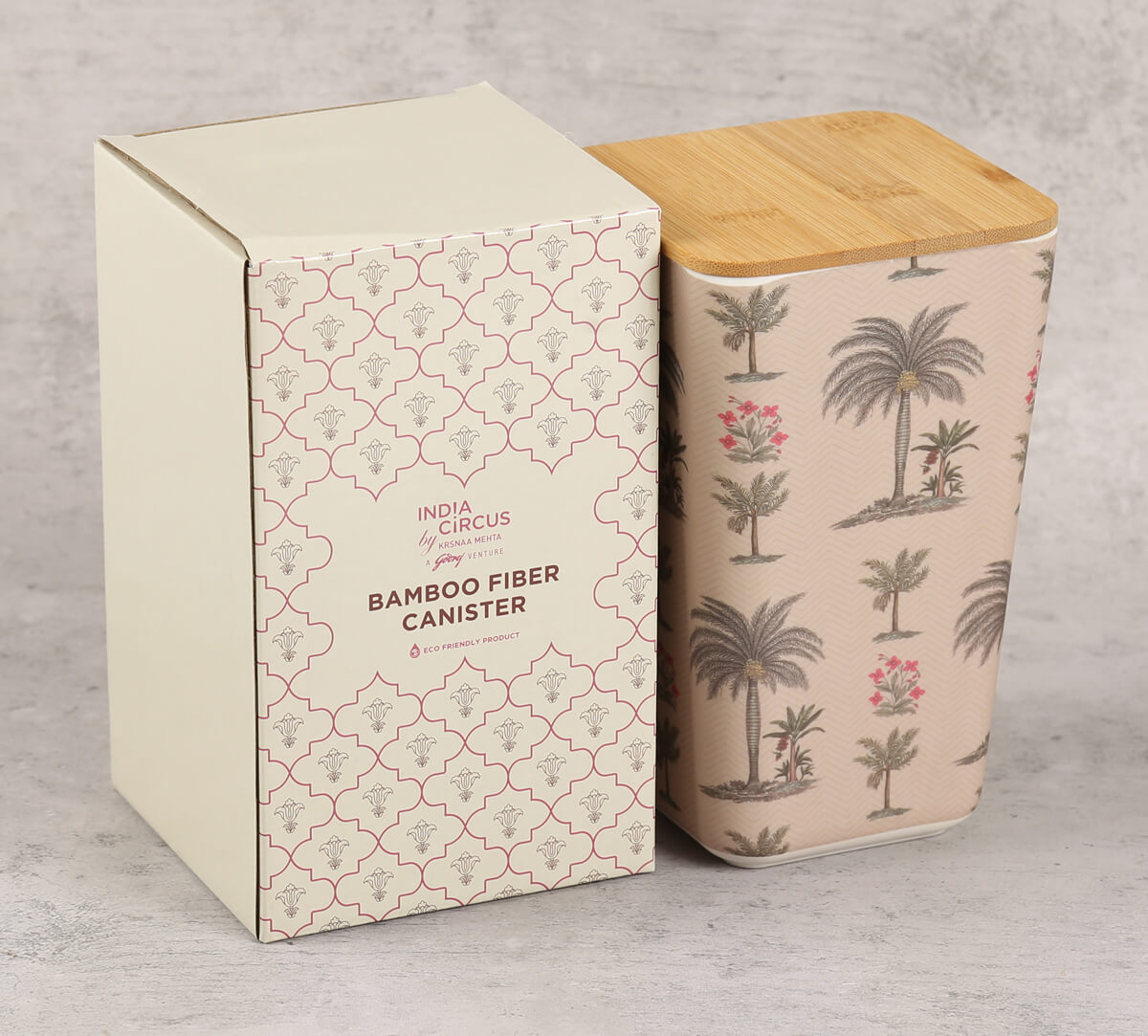 India Circus Chevron Palms Small Bamboo Jar view 2