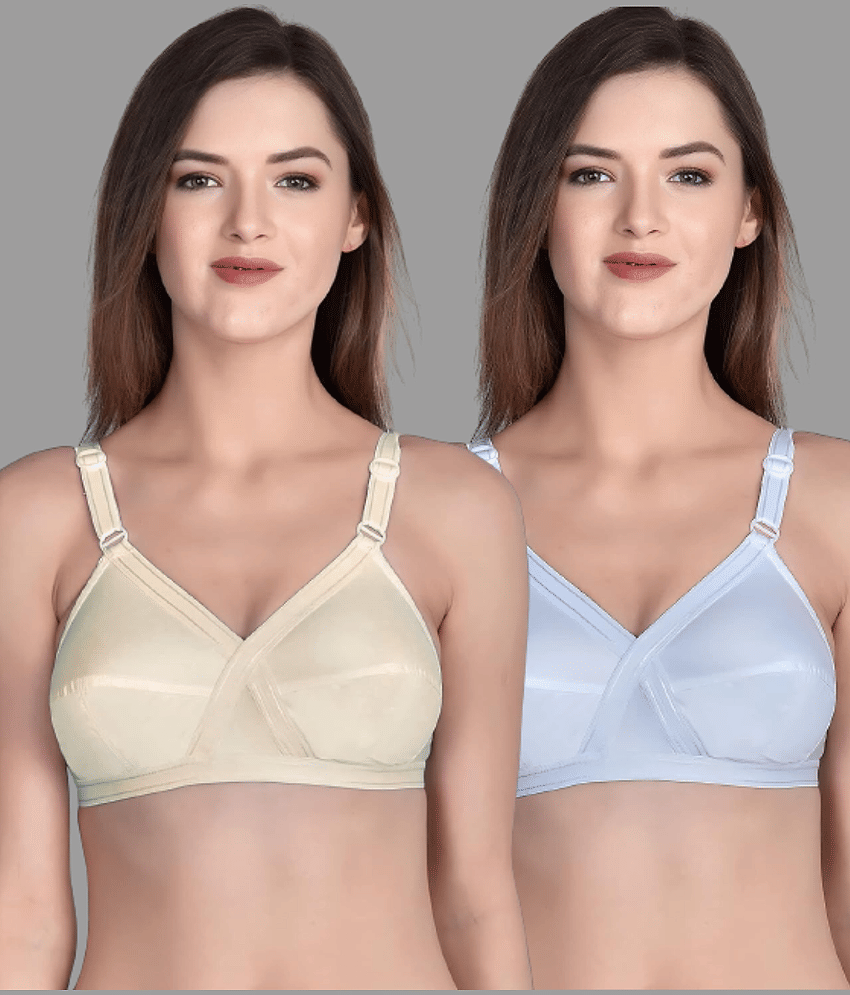 FASHIONBONES Pack of 2 Cotton Women's Everyday Bra ( Multicolor )