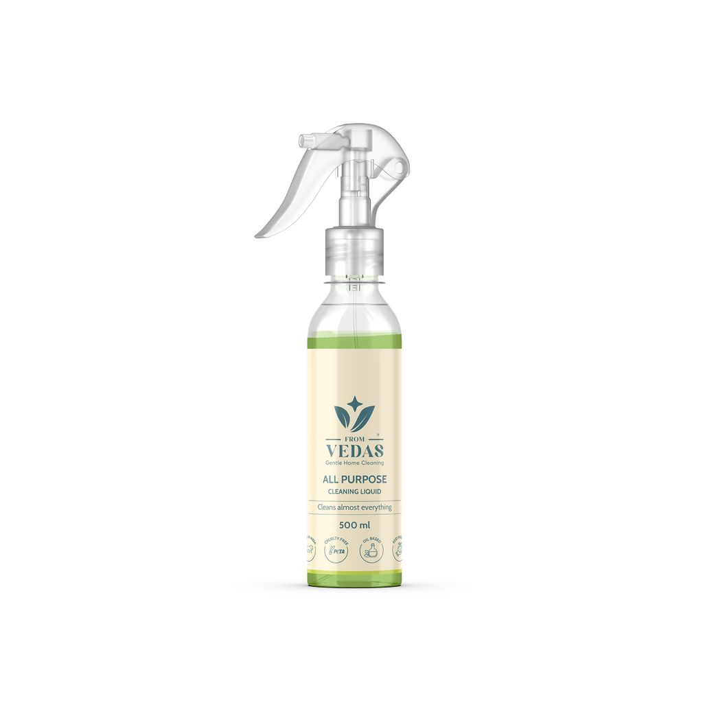 FromVedas Natural Glass and Surface Cleaner| Glass Cleaner Liquid for Kitchen, Bathroom, Home and Car| Plant Based All Purpose Cleaner| Kids & Pet Friendly| Streak-Free Shine| 500ml