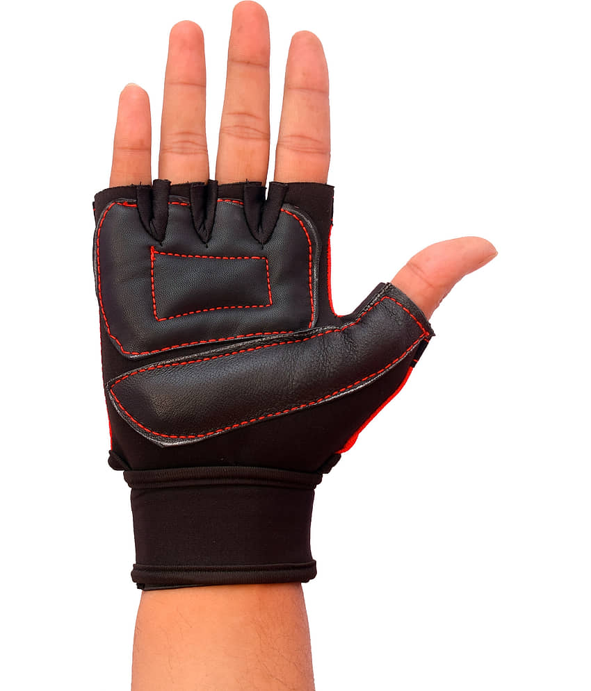 NOSPEX - 26RED GLOVE Unisex Polyester Gym Gloves For Professional Fitness Training and Workout With Half-Finger Length view 2