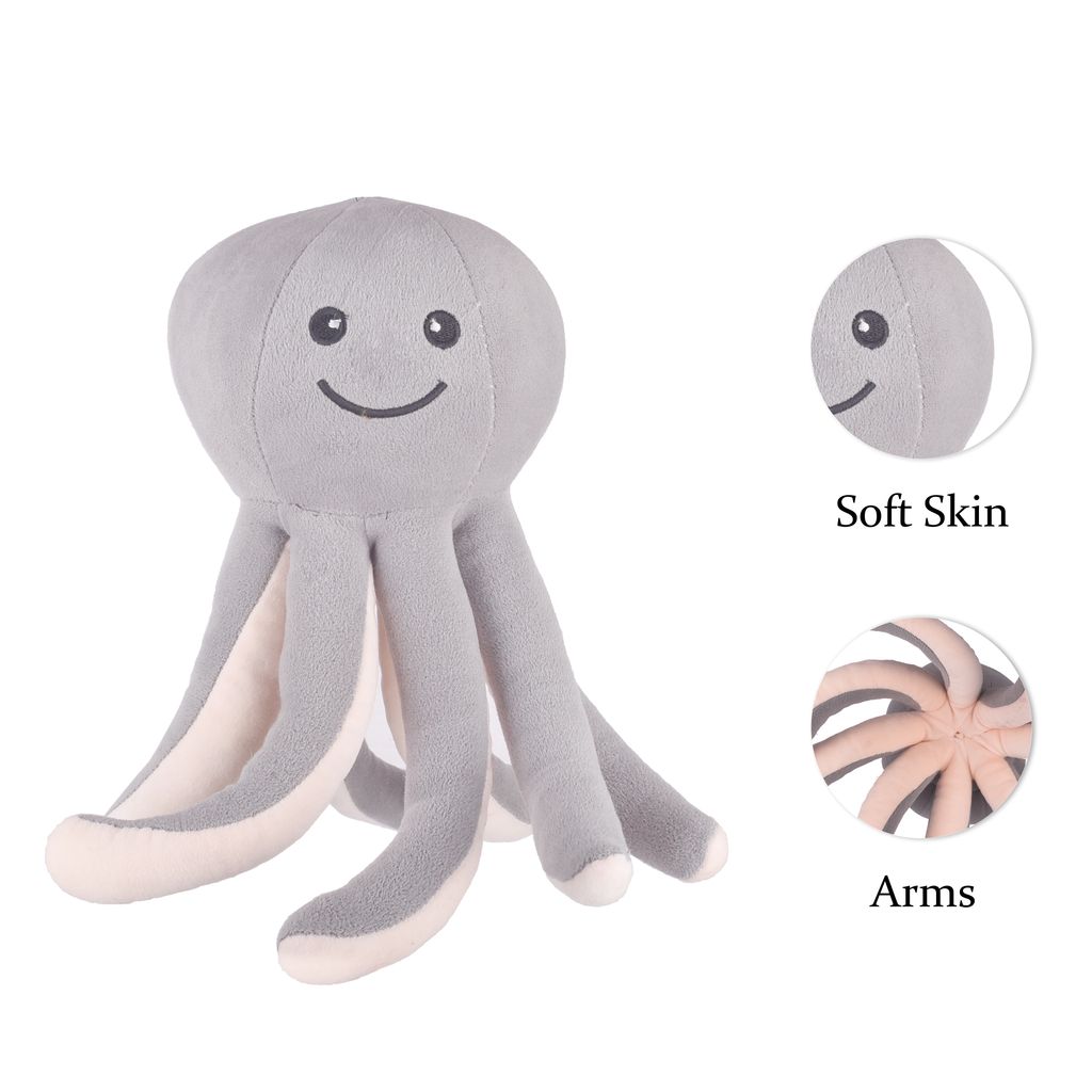 Octopus Soft Toys | Octopus Plush Toy (Grey) | Octopus Stuffed Animal | Stuffed Octopus Toy | Octopus Cuddly Toy | Kids Soft Toys | Children's Toys view 2