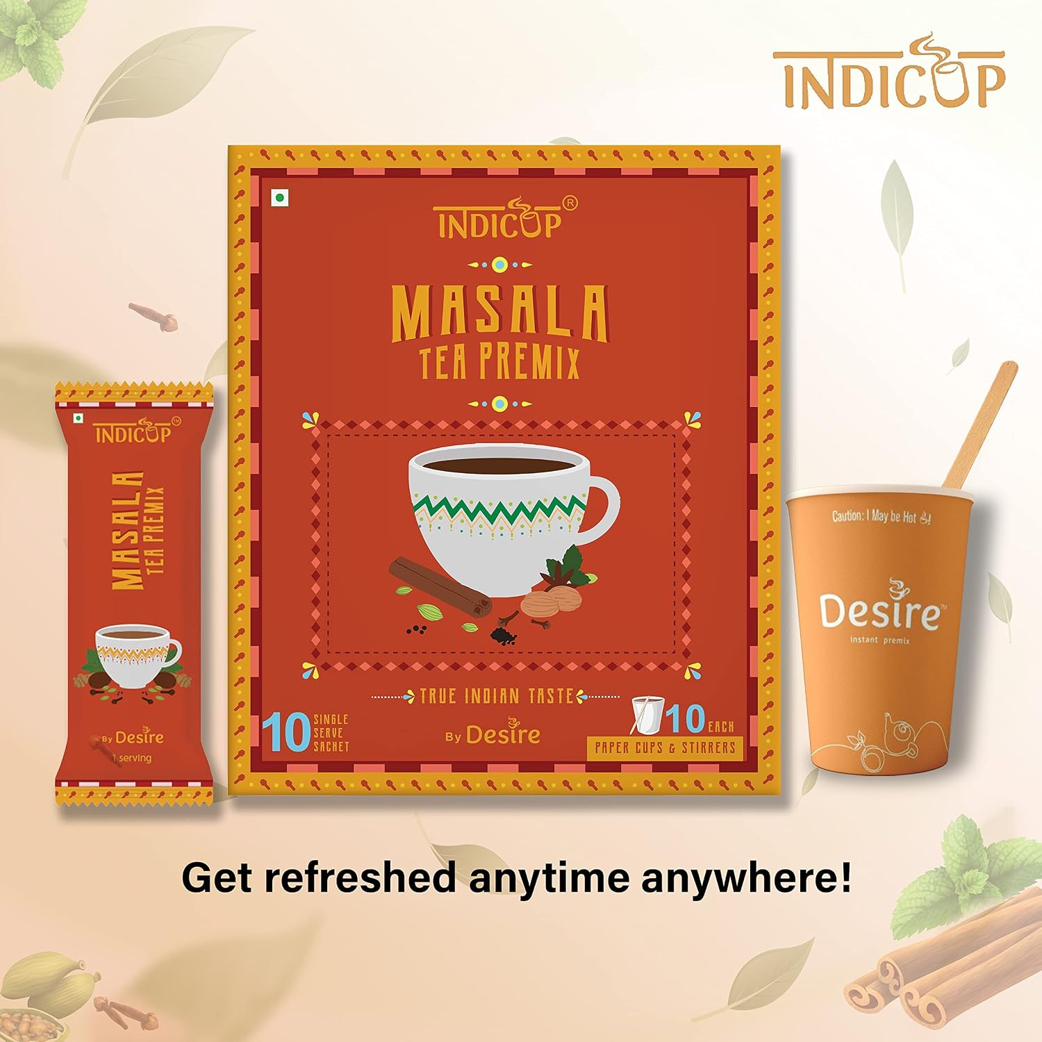 INDICUP Masala Tea Instant Premix, 140 gm - 10 Sachets view 2