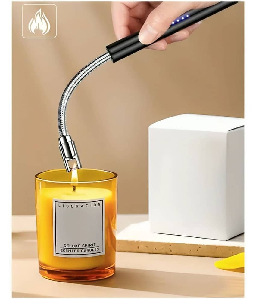 THRIFTKART Multicolor Stainless Steel C-Type Rechargeable Electric Gas Lighter for Stove & Candle with USB Charging Port ( Pack of 1 ) view 2