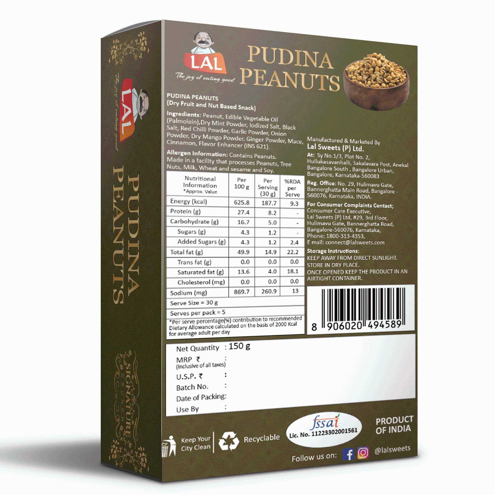 Lal Sweets Pudina Peanuts - 150gm view 2