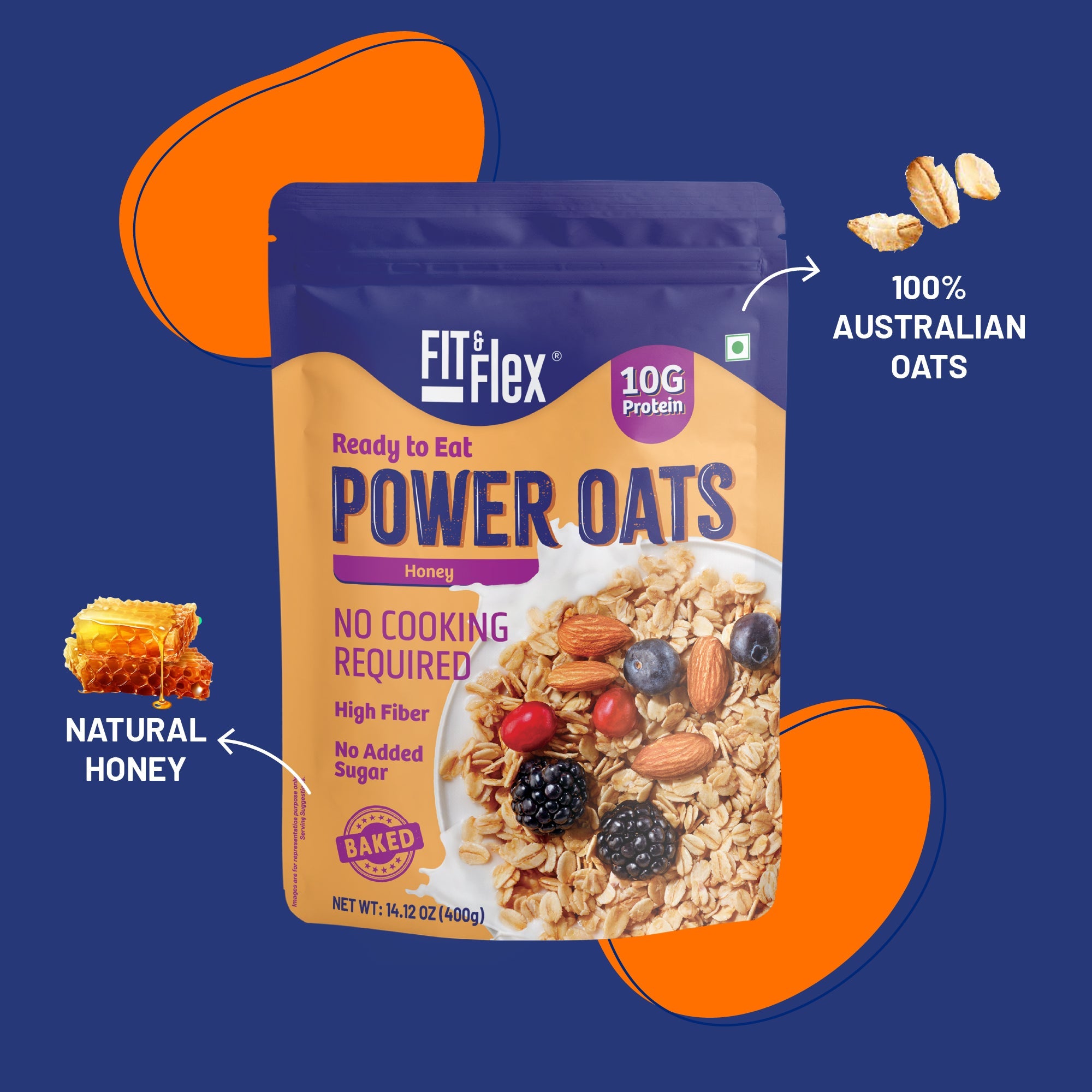 Power Oats | Honey Flavor | No Cooking Required - Ready To Eat | Zero Added Sugar view 2