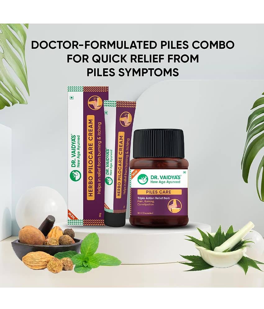 Dr. Vaidya's Piles Management Combo (3 Piles Care, 30 Capsules each + 1 Herbo Pilocare Cream, 30 gm) view 2