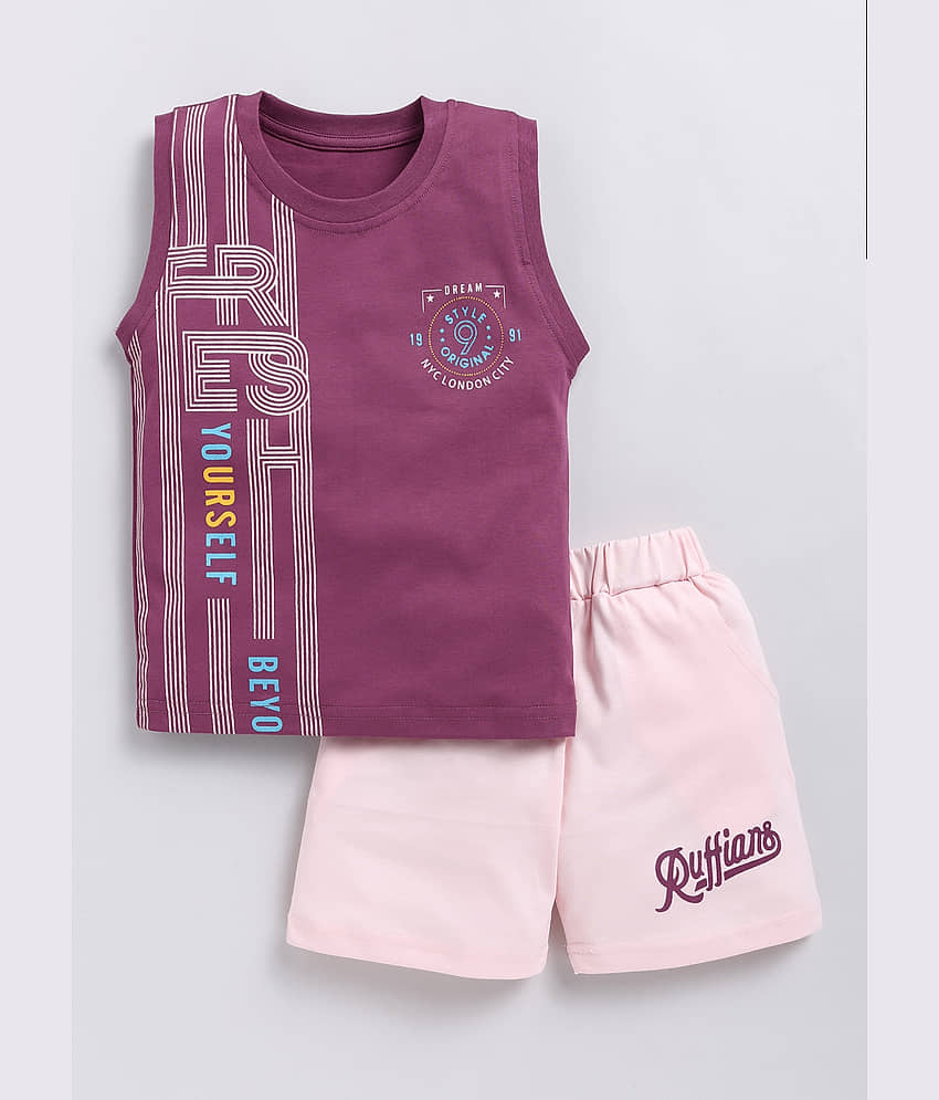CUTOPIES Pack of 1 Boys Cotton T-Shirt & Shorts Set ( Green ) view 2