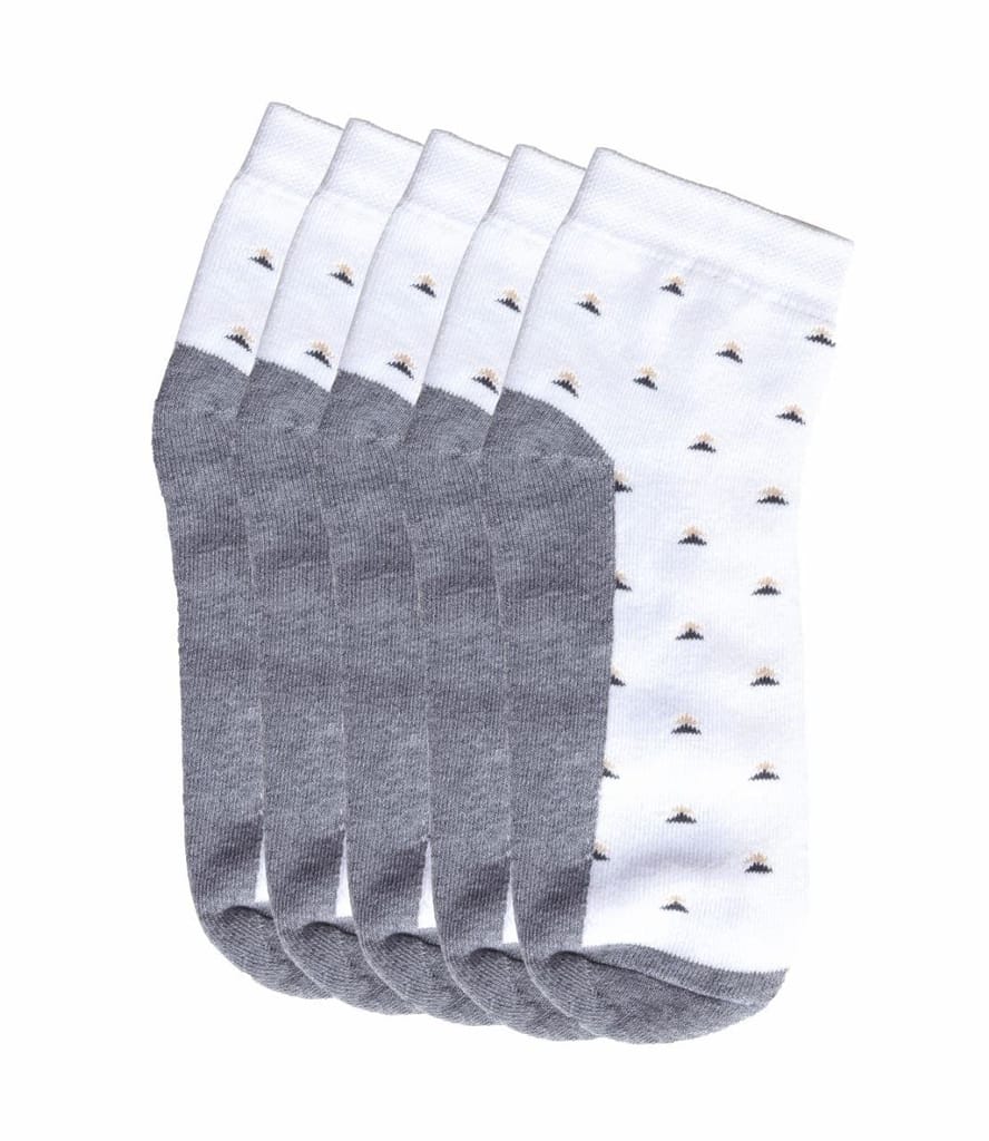 Kolor Fusion Men White Above Ankle Length Cotton Socks (Pack Of 5) view 2