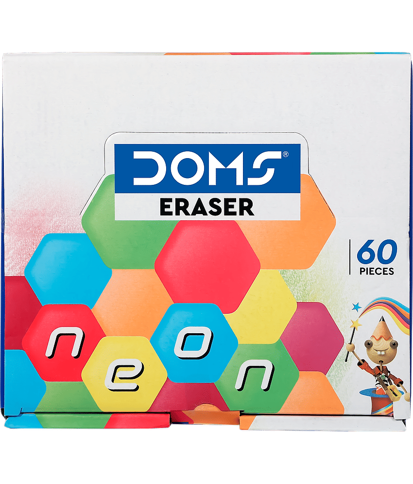 Doms Neon Hex Dust Free Eraser 60 Pcs view 2