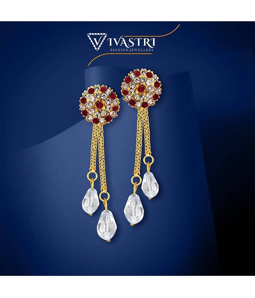 VIVASTRI Golden Drop Earrings ( Pack of 2 ) view 2