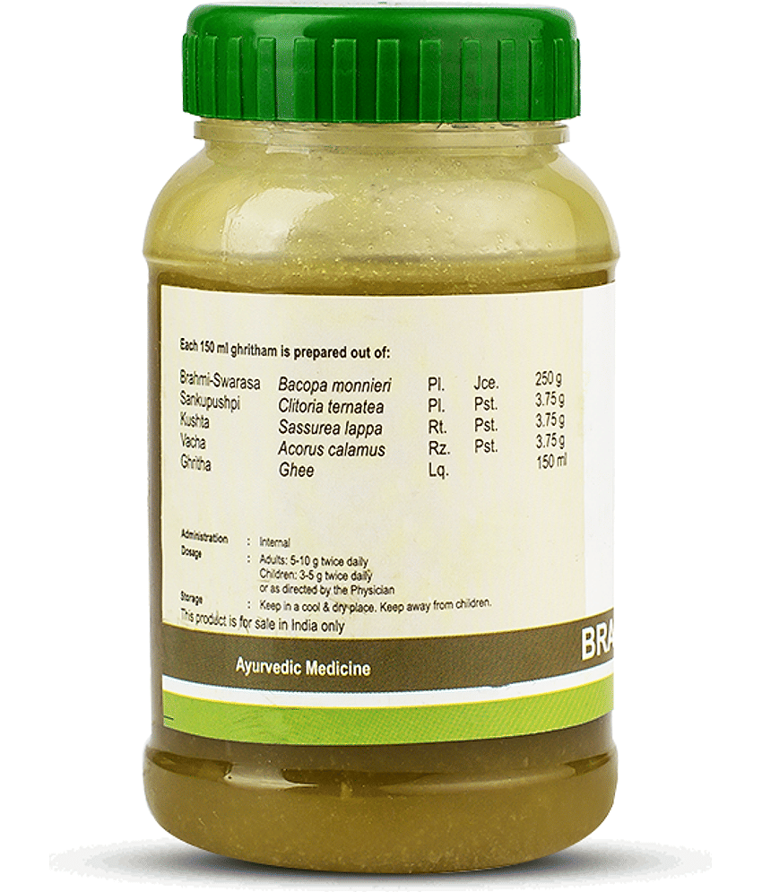 Kerala Ayurveda Brahmi Ghritham 150ml, Herbal Ghee, Improves Concentration & Recall,Boosts Mental Sharpness & Cognitive Processing view 2