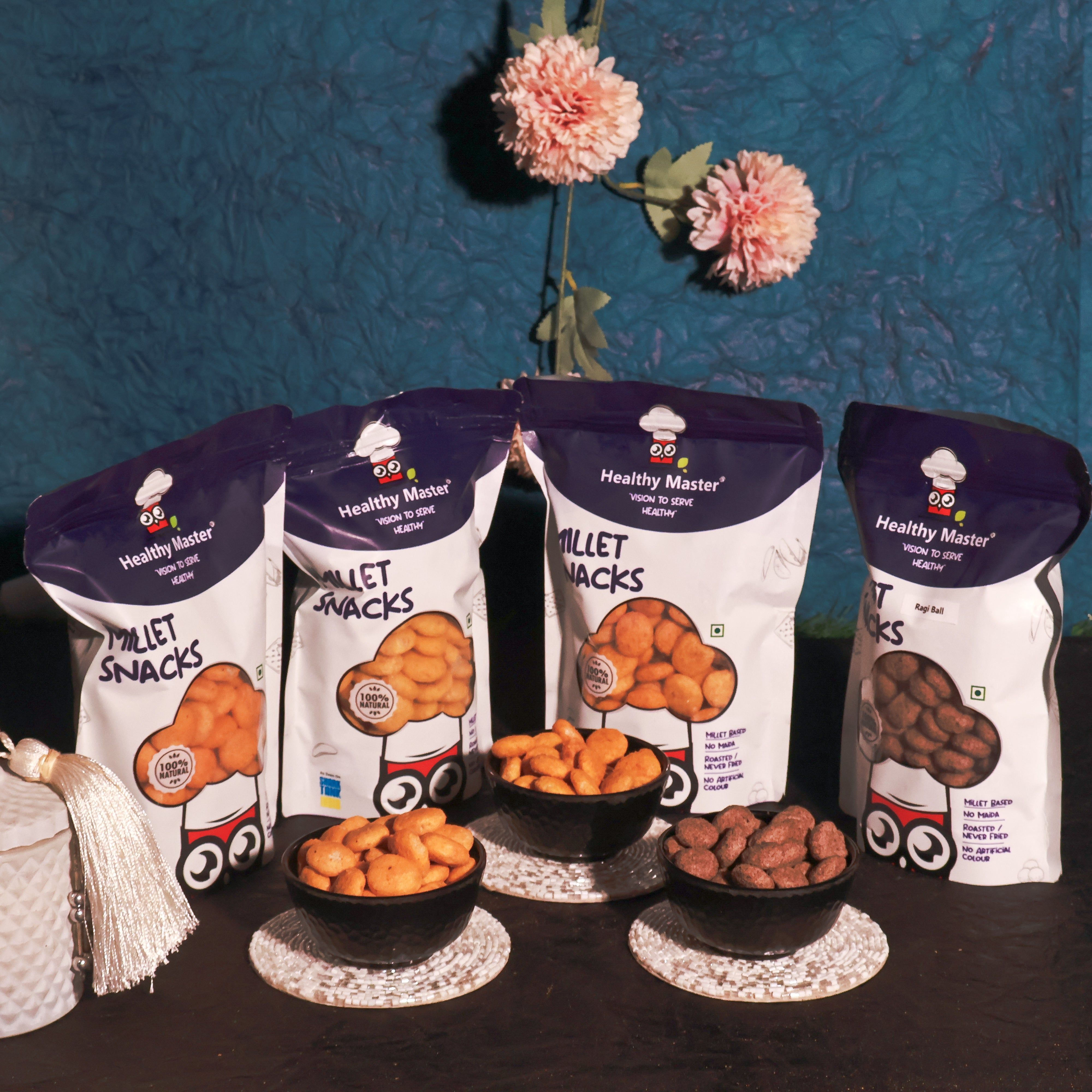 Healthy Master Millet Balls Combo (Periperi Ball, Chessey Origeno, Ragi Ball, Chedder Chesse Ball), 100 gm Each - Pack of 4