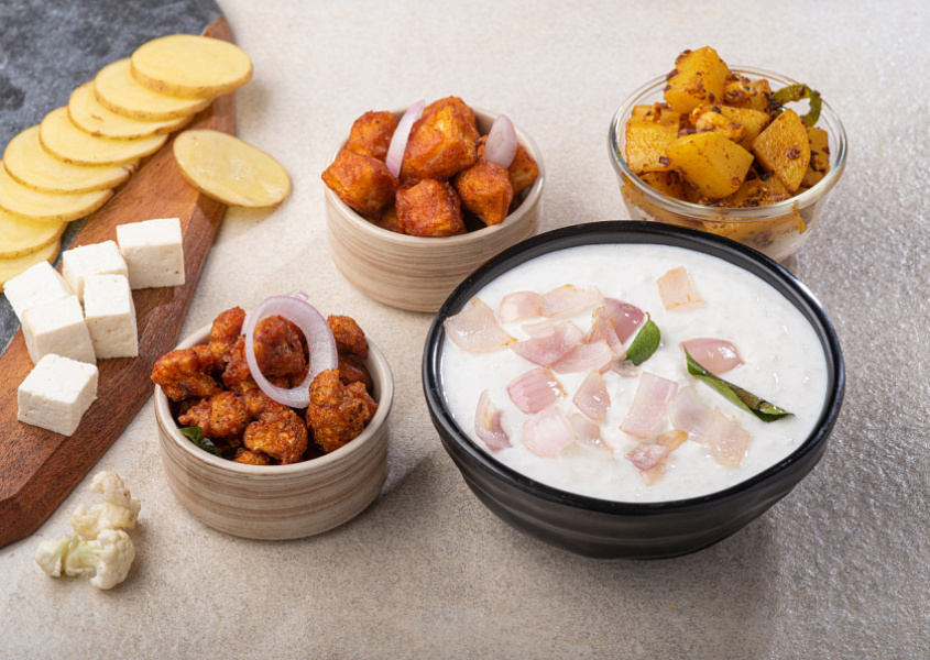 Classic curd rice - choice of veg starter