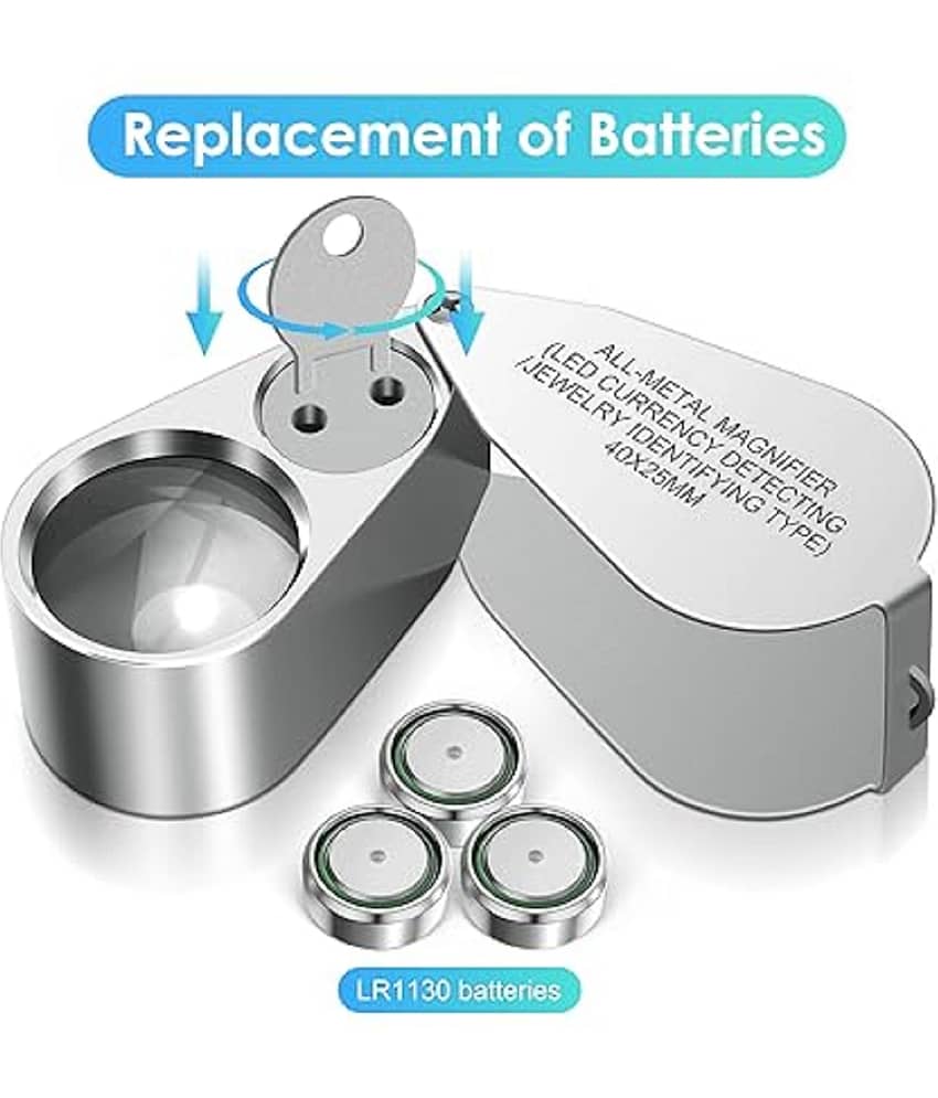 40X Jewelers Loupe Magnifier Magnifying Glasses, LED/UV Illuminated Jewelry Loop Pocket Folding Magnifying Glass with Metal Construction for Close Work, Gardening, Kids, Stamp, Rock Collecting view 2