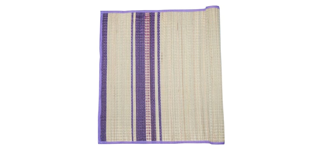 Handwoven Seagrass Floor Mat with Purple Border - Eco-Friendly and Durable Natural Fiber Rug for Living Room, Bedroom, and Kitchen