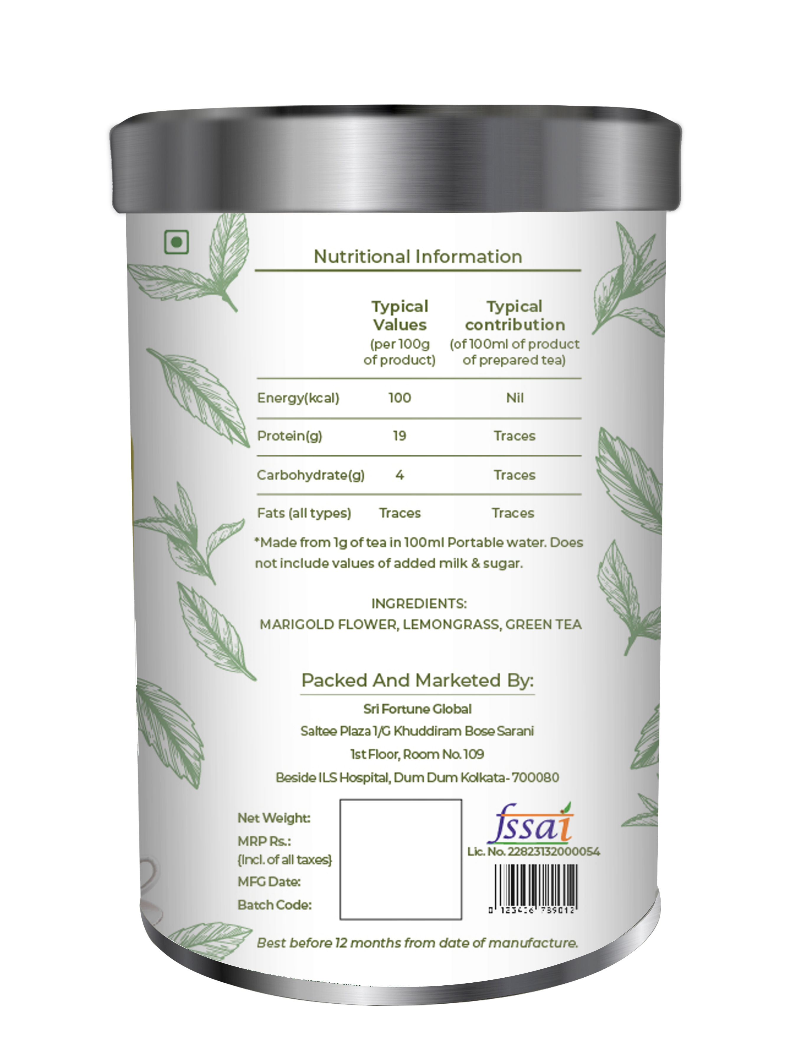 The Three Tattvas Marigold Lemon Grass Green Tea 50gms view 2