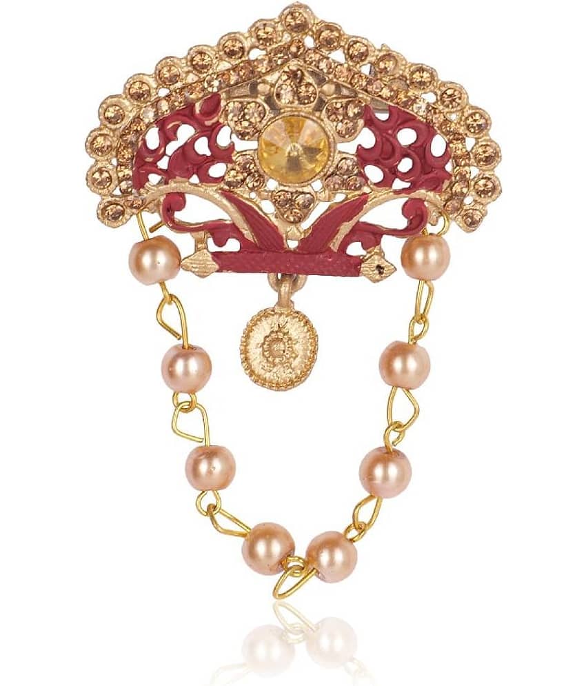 Dulha groom sherwani Necklace/Moti Mala for Men for wedding | Groom Mala and Brooch Set view 2
