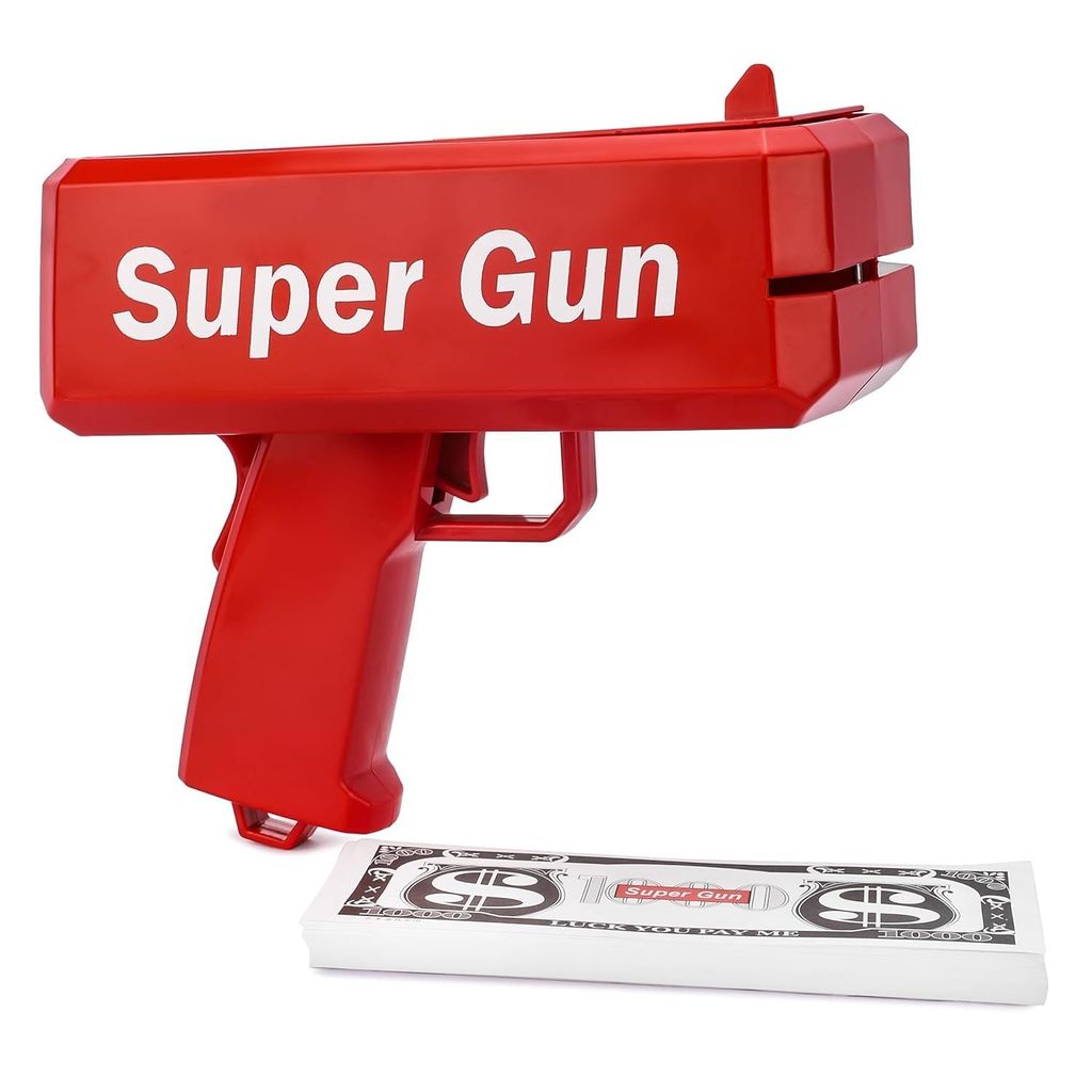 Super Cannon Money Guns Special Day Playing Spary Money Gun Make it Rain Toy Gun for Kids and Adults with 1 Bundle of Fake Dollars. view 2