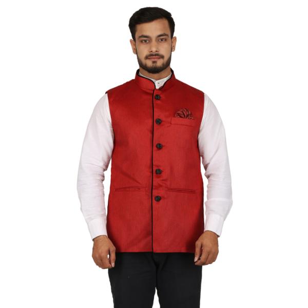 Men's Stylish Plain Sleeveless Red Jacket