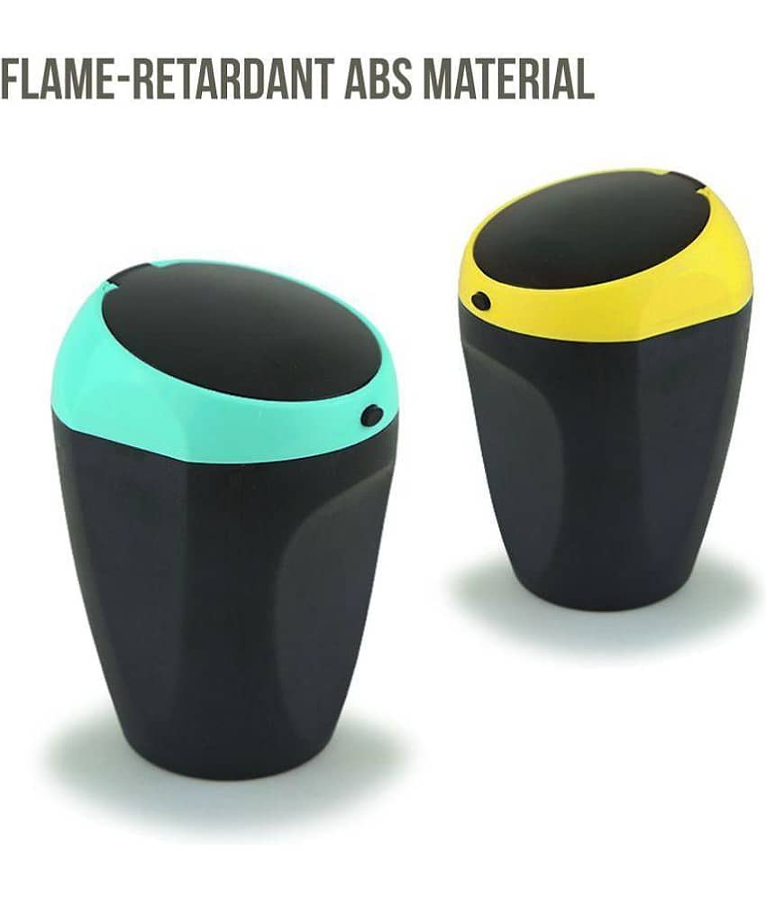 TANTRA Car Ashtrays Flame Retardant Materialï¼High Temperature Resistanceï¼Use Button To Open (Black + Yellow) view 2