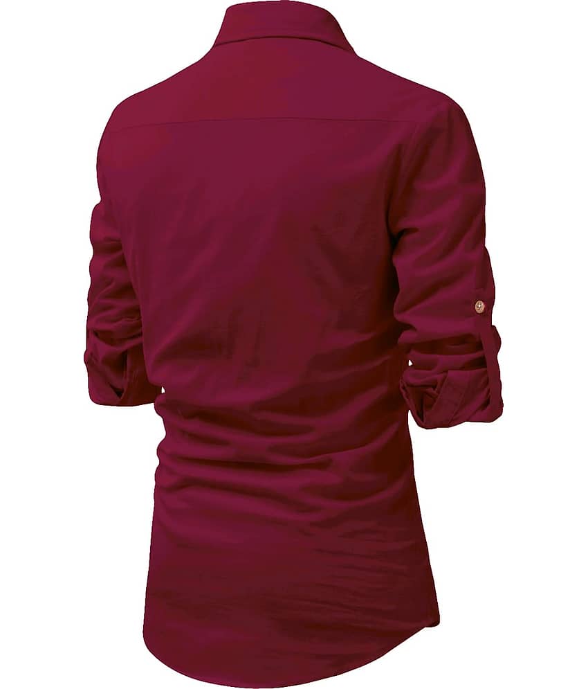 UNI VIBE Olive Cotton Blend Men's Shirt Style Kurta ( Pack of 1 ) view 2