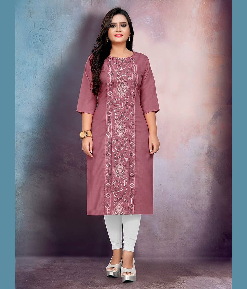 RIAANA Women Cotton Blend Embroidered Straight Kurti ( Multicolor ) view 2