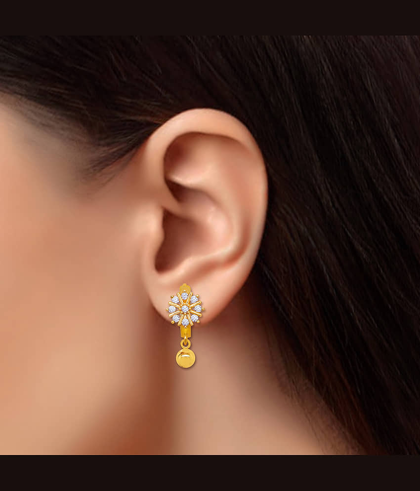LUV FASHION Golden Stud Earrings ( Pack of 1 ) view 2