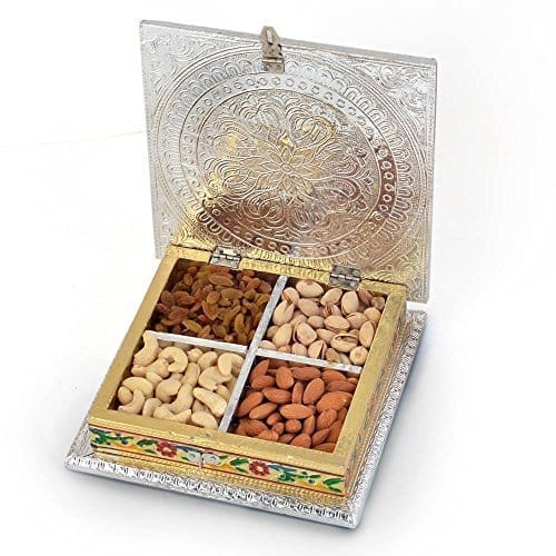 Vivan Creation White Metal Pure Meenakari Work Dry Fruit Box view 2