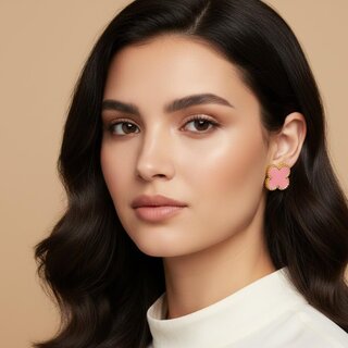 Clover Stud Earring (Pink) view 2