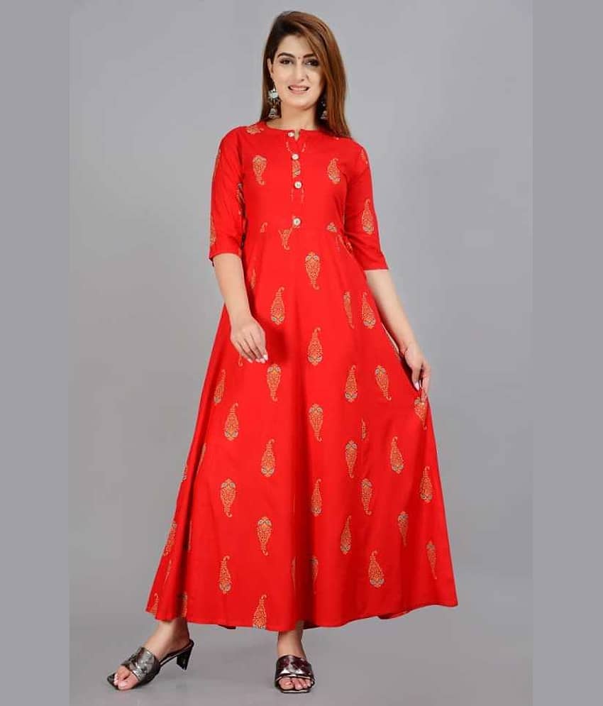 NUPITAL Viscose Printed Anarkali Women's Kurti - Green ( Pack of 1 )